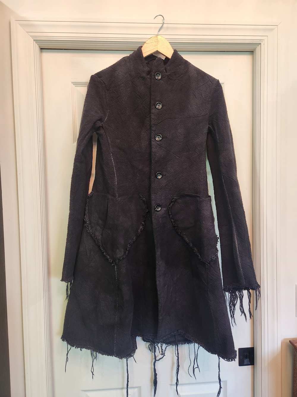 Zam Barrett 100% Linen Women’s Black Long Button Front Trench Coat Size 2